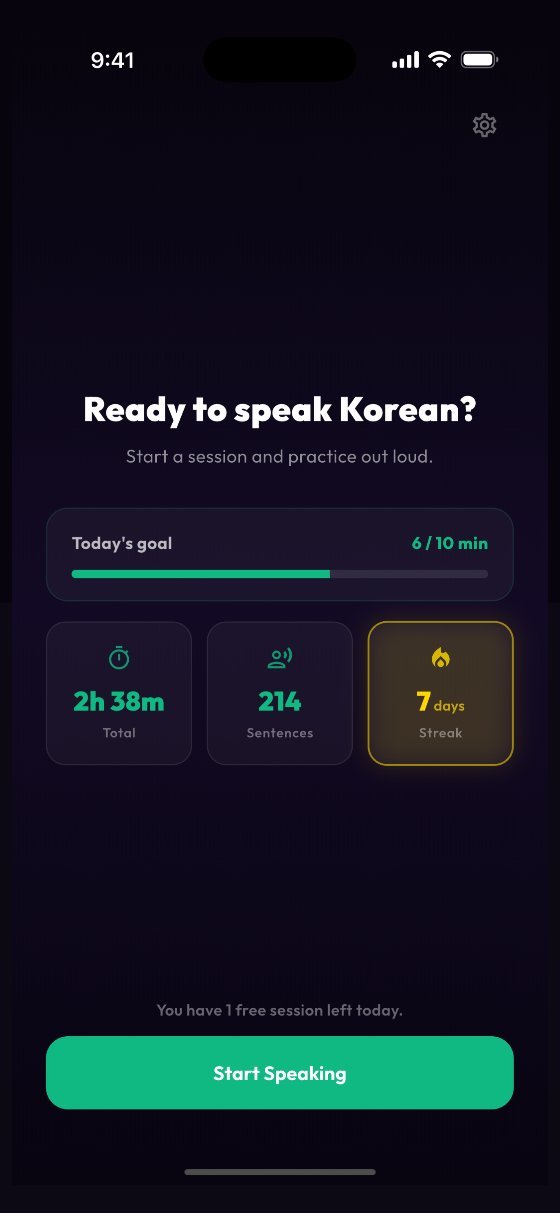Podo Speak home screen